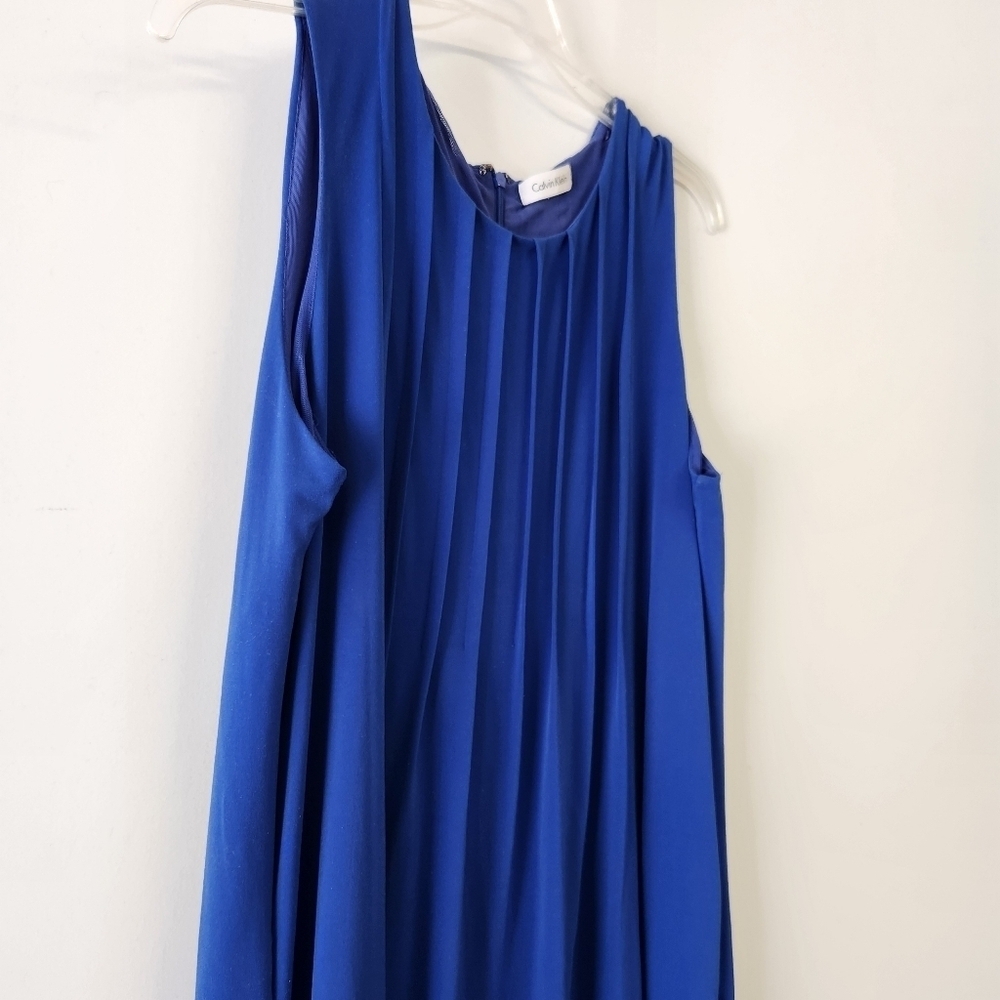 Calvin Klein blue midi dress size Large with pockets - Picture 3 of 11